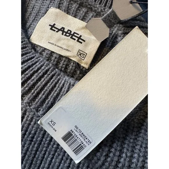 Label Go To Sweater Size XS Light Gray Heavy Knit NWT Wool Merino - Picture 5 of 10